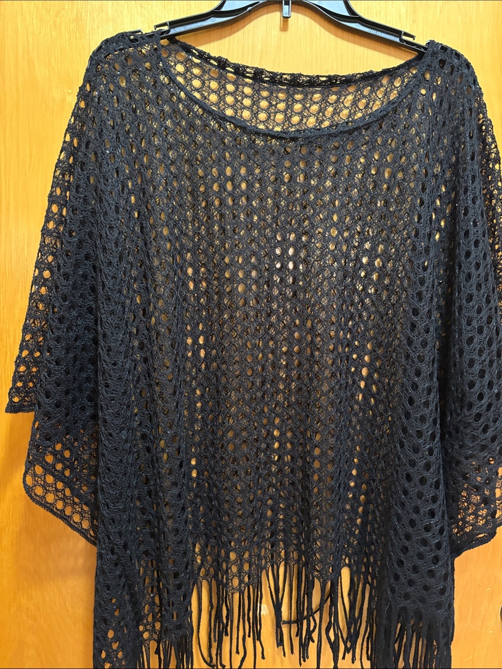 Black Crochet Fringe Women's Sweater Top